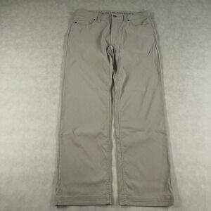prAna Slim Fit Khaki Stretch Pants Mens 34x29 Flat Front Straight Leg (33x29)